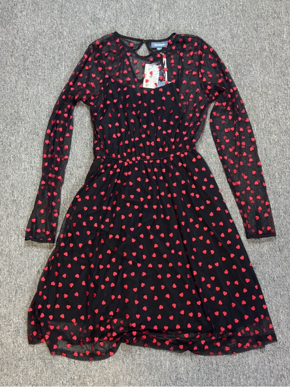 Modcloth Black Dress‎ with Red Heart Pattern Size Small - Picture 11 of 15
